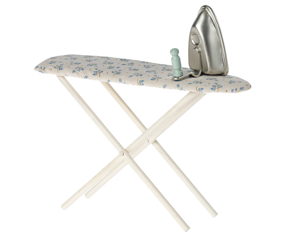 Miniature ironing board and iron