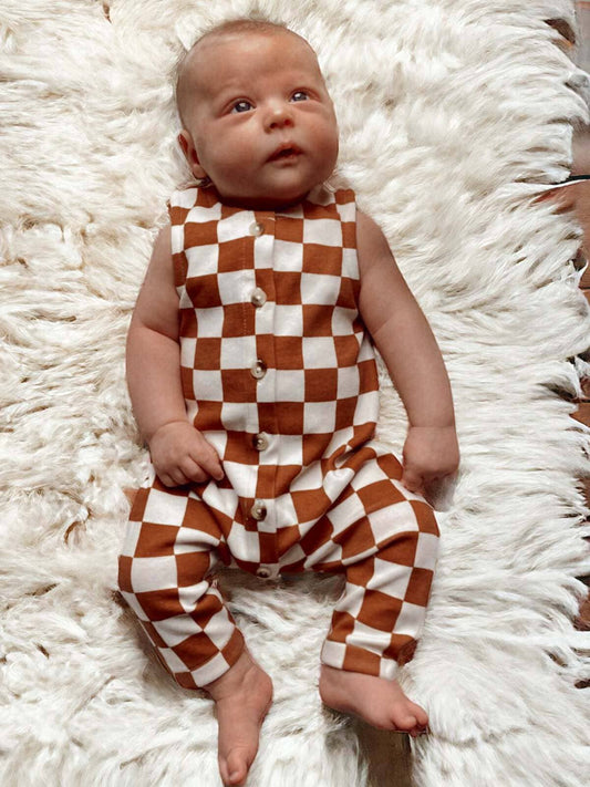 Stracciatella Checkerboard / Organic Bay Jumpsuit (Baby)