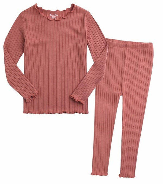 Shirring Dusty Pink Long Sleeve PJ's