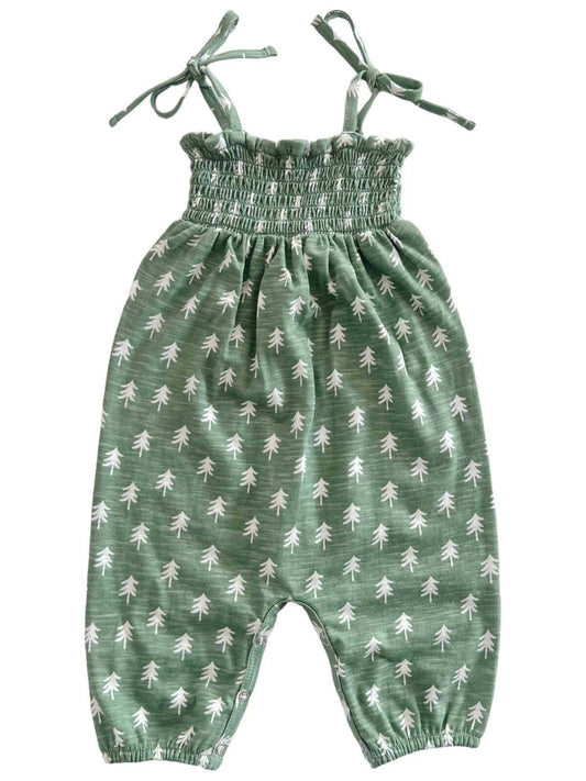 Tree / Organic Smocked Jumpsuit (Baby - Kids)