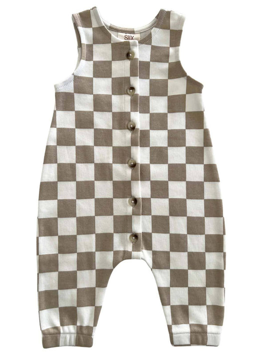 Tiramisu Checkerboard / Organic Bay Jumpsuit (Baby - Kids)