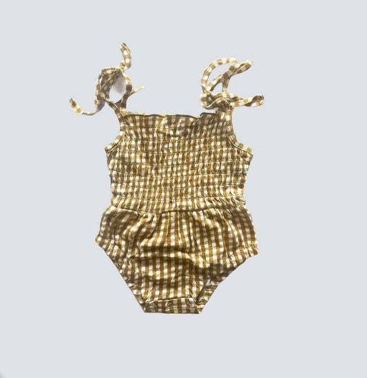 EG Organic Bubble Romper - Golden Gingham