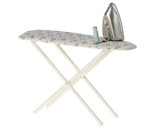 Miniature ironing board and iron